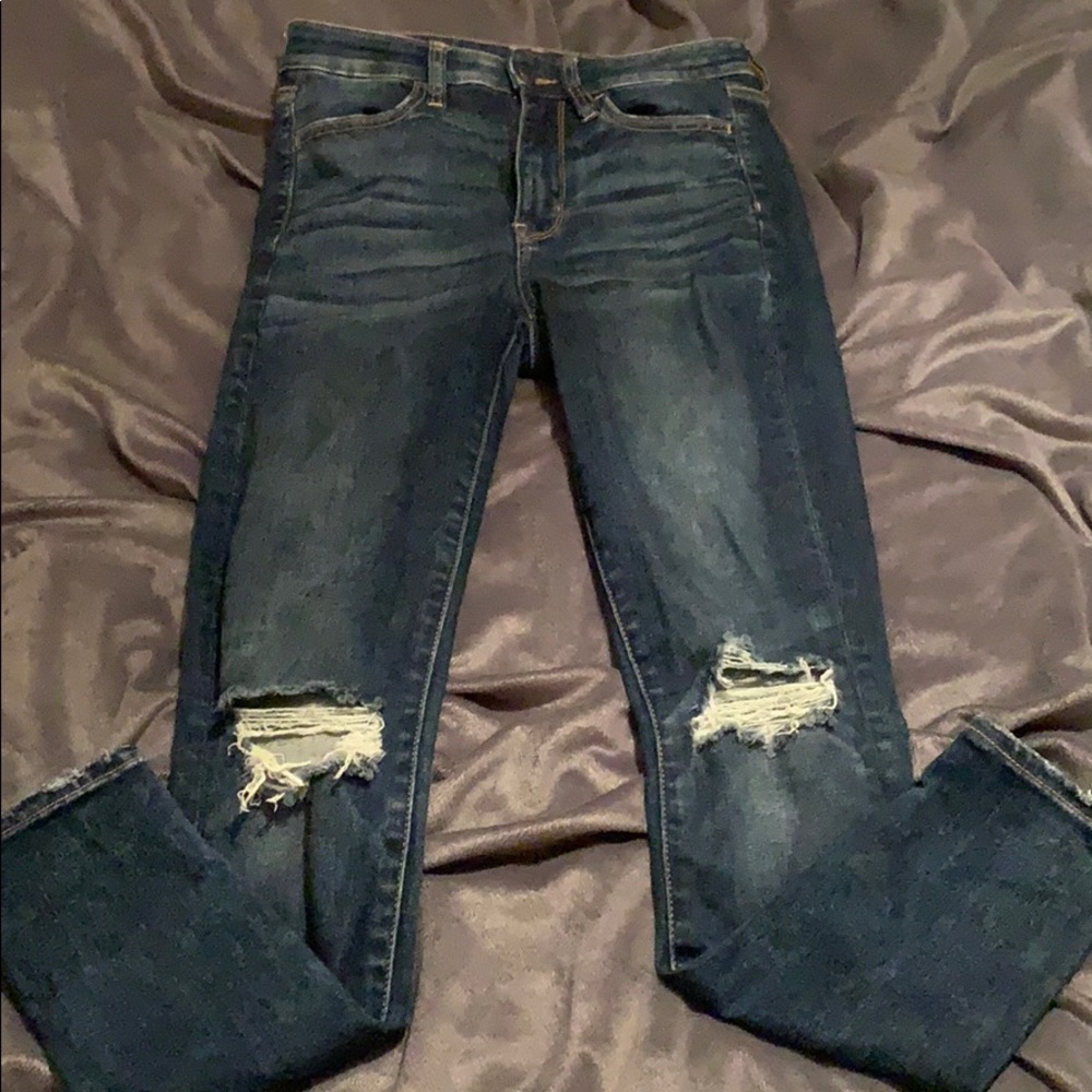 High waisted rip jeans